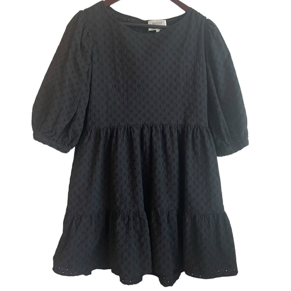 WAYF Dede x Emily Eyelet Dress‎ L Puff Sleeve Festival Cottagecore Boho Cowgirl